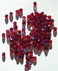 100 4mm Faceted Garnet AB Firepolish Beads
